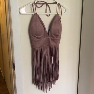 Halter top with fringe